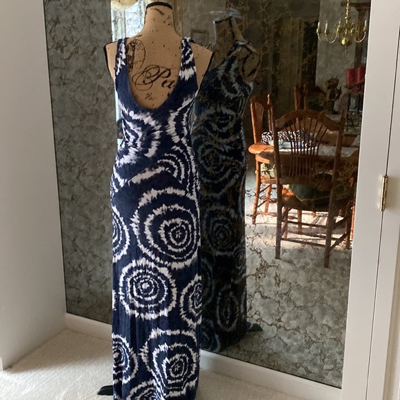 INC Like new blue tie die cotton sundress. Rouched at waist and very flattering. - Picture 3 of 4